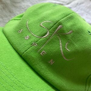 Ski Aspen ball cap. Embroidered. Lime green. Worn once. Adjustable band.